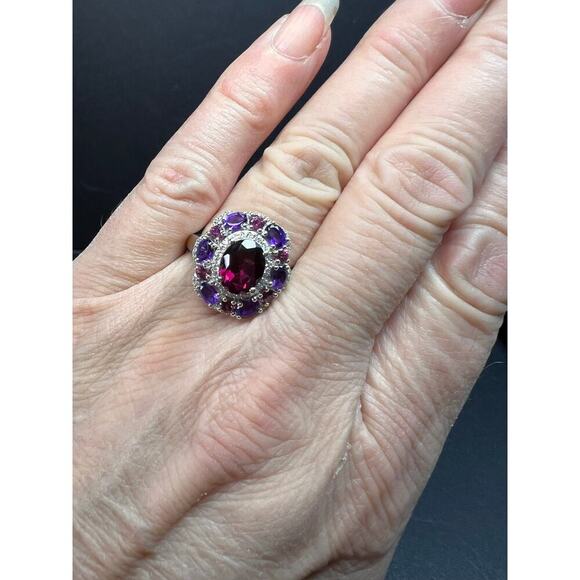 NEW rhodolite garnet and amethyst ring in sterling silver size 7 - Picture 5 of 16